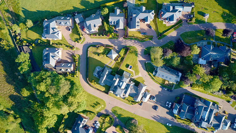 Over head shot of a neighborhood