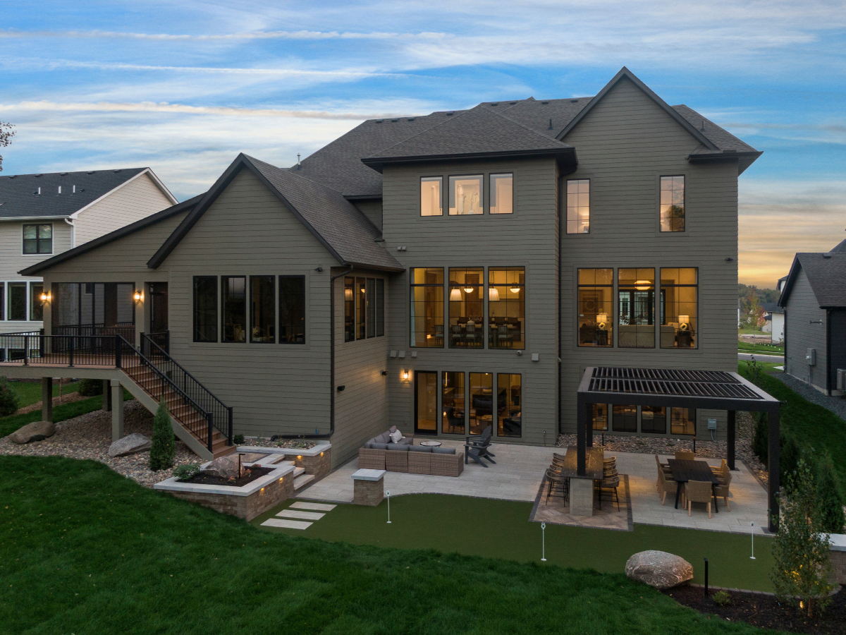 custom home exterior - rear view